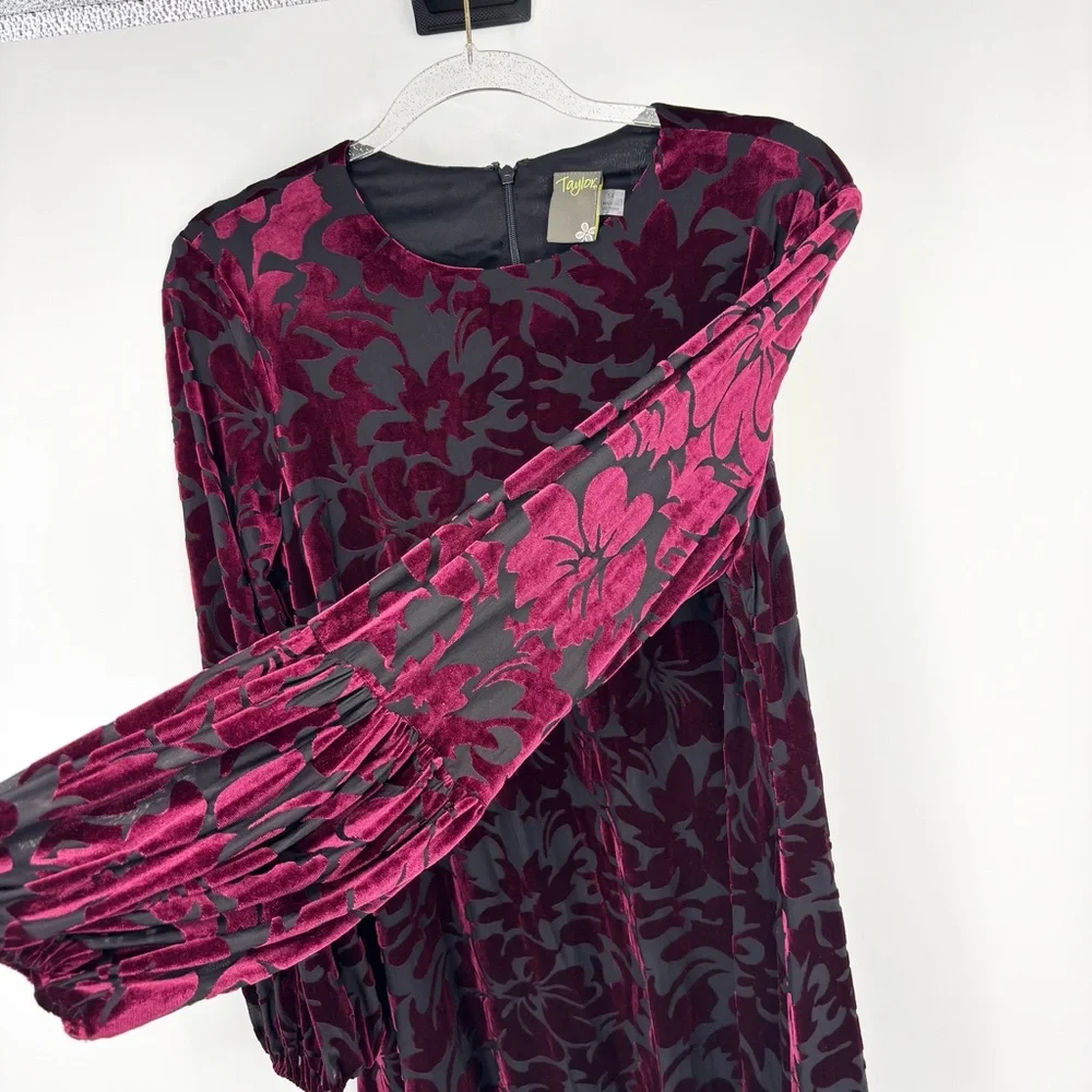 Taylor Velvet Burnout Floral Flocked Shift Dress Size 14 Whimsigoth Fairy Grunge